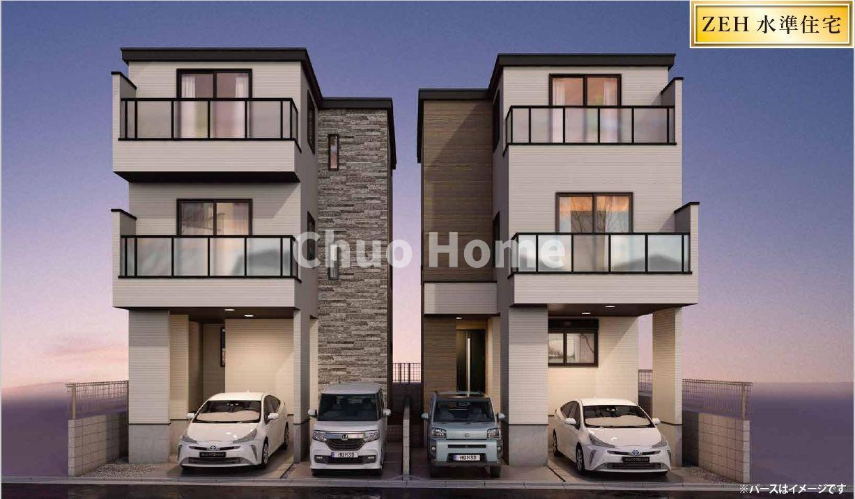 江戸川区平井7丁目新築分譲住宅の完成予想図|外観パース