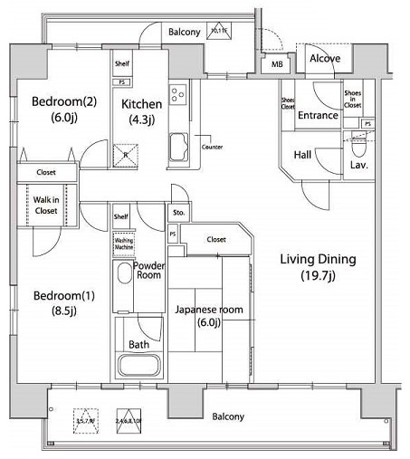 台東区橋場１丁目の賃貸マンションの間取り
