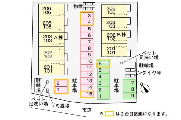 メゾンパーク　枚田岡　Ｂ棟の区画図