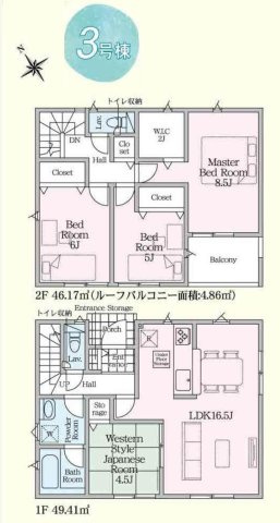 【Cradle garden】宇都宮市野沢町 第4 全4棟の間取り|〇3号棟〇
4LDK+WIC+カースペース2台