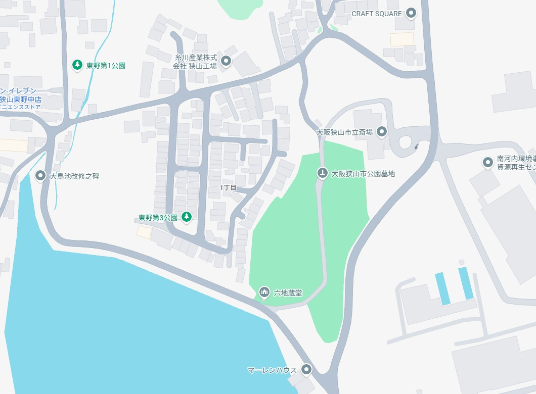 大阪狭山市東野中　第1期　新築一戸建ての地図