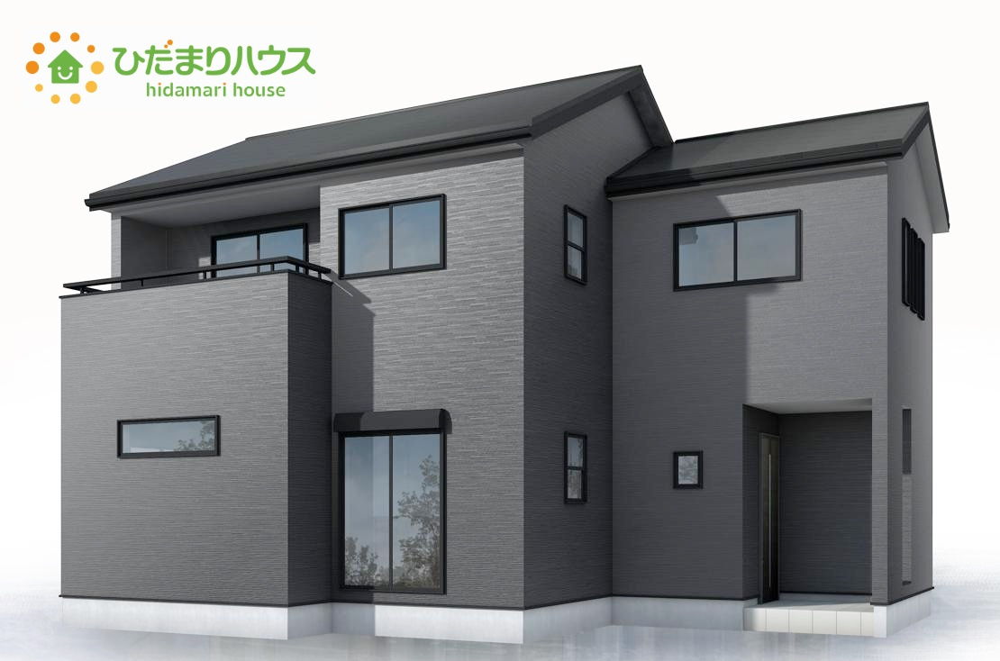 日立市東多賀町3期　新築戸建　1号棟の外観パース|デザイナーズのようなお洒落な外観です(^^♪