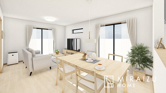 【完成予想図】 | 陽の光をたっぷりと浴びながら気持ち良く生活が出来ます。ご見学・ご相談等、お気軽にご連絡下さい。※CGパースはイメージ画像です。