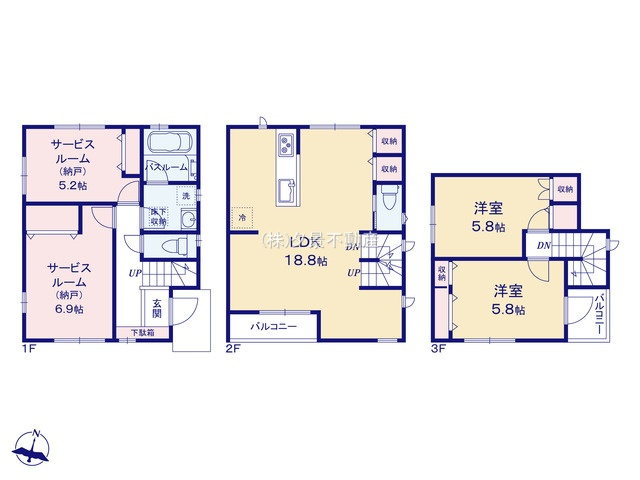 《仲介手数料無料》練馬区旭丘２丁目16-3新築一戸建ての間取り