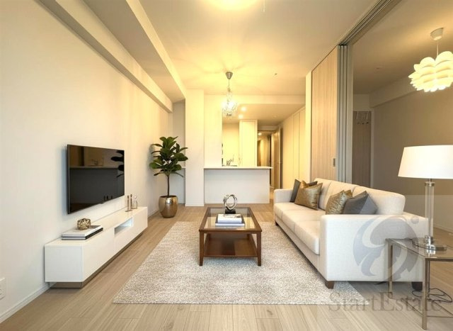 【居間・リビング】 | ブランズ天王寺国分町 | AIで家具等を配置したイメージ画像になります。