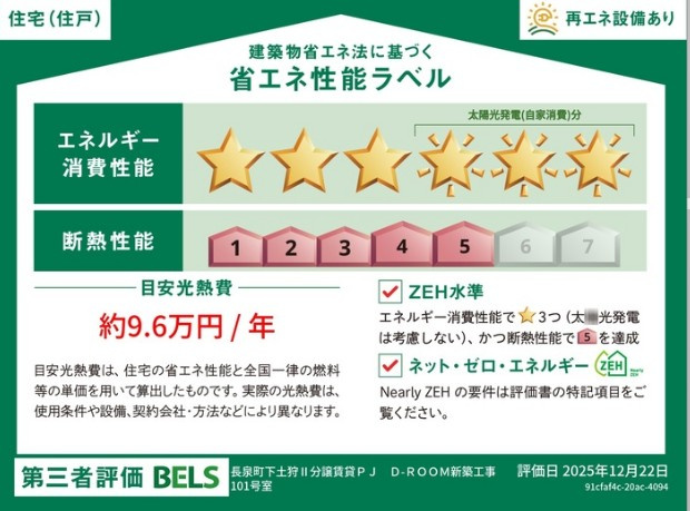 (仮称)D-ROOM長泉町下土狩Ⅱ分譲賃貸PJの省エネ性能ラベル