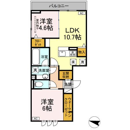 D-crinum下土狩Ⅱの間取り