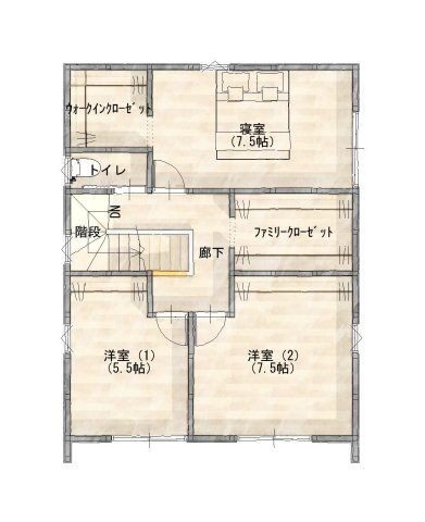 小郡市大保【1号棟】　新築戸建ての間取り