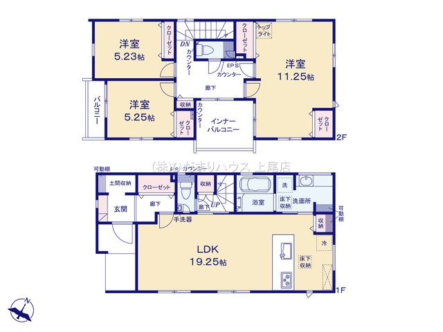 西区指扇　新築戸建　ブルーミングガーデン01の間取り