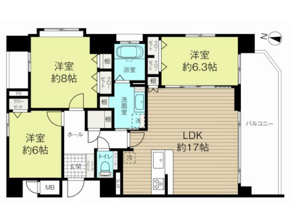 クレアホームズ旭ヶ丘ハイライズの間取り