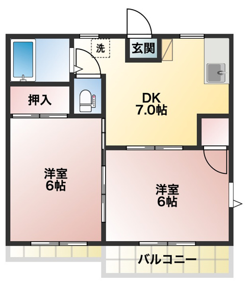 【間取り】 | フォーブル鍵山B