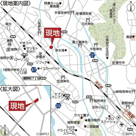 新築戸建・新築建売　桐生市境野町第8　境野小学校・境野中学校の地図