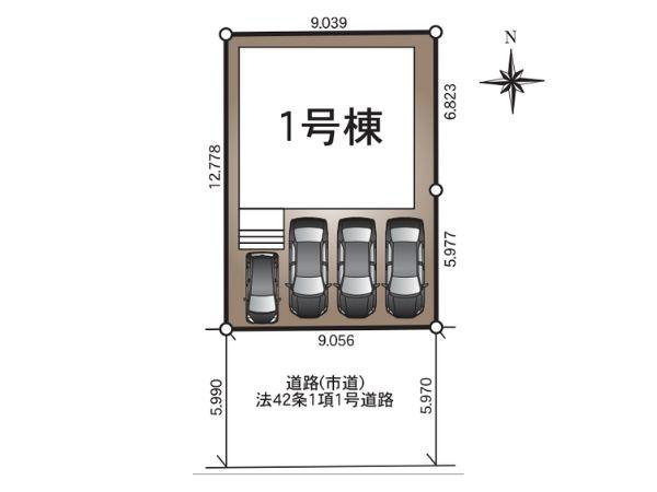 三川上第3-1号棟の区画図|※図面と現況が異なる場合は現況を優先させていただきます。