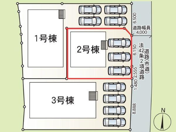細第1-2号棟の区画図|※図面と現況が異なる場合は、現況を優先。