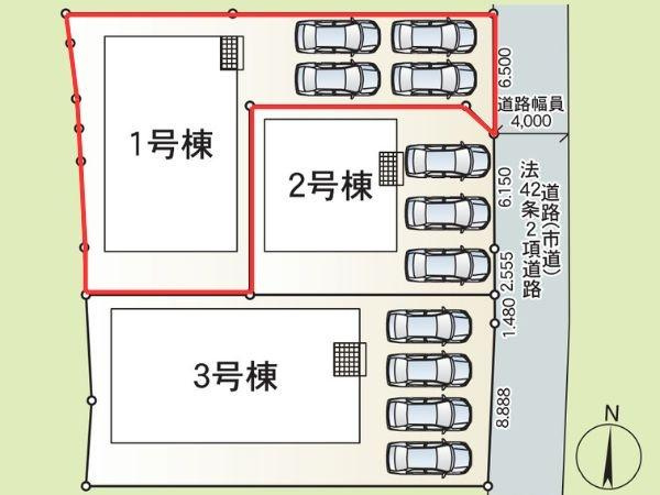 細第1-1号棟の区画図|※図面と現況が異なる場合は、現況を優先。