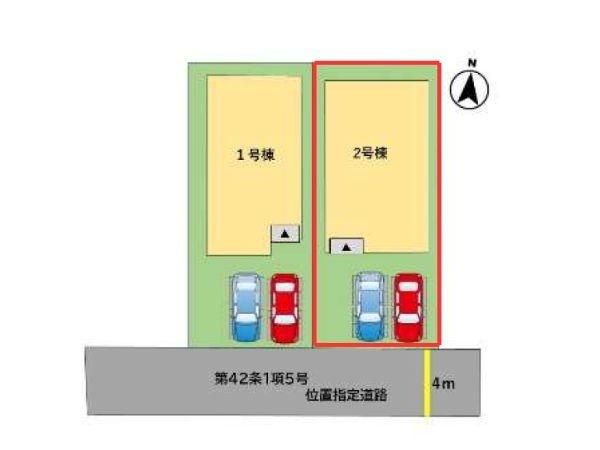 上田町3丁目1期2号棟の区画図|※図面と現況が異なる場合は現況を優先させていただきます。