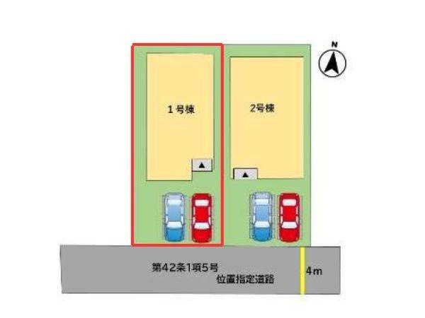 上田町3丁目1期1号棟の区画図|全体区画図です。