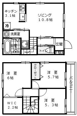 エルメゾン坂原　Ａ　(メゾネット)の間取り