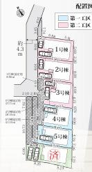 茅ヶ崎市美住町　新築戸建　全6棟の区画図|対象地3号棟です。
