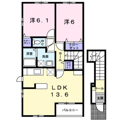 菊池郡菊陽町花立１丁目のアパートの間取り