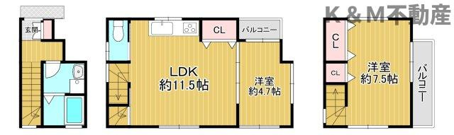 松戸市常盤平陣屋前貸家の間取り