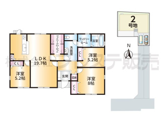 【間取り】 | ２号地間取図