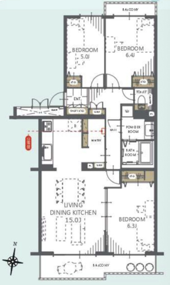 【間取り】 | 東鷲宮ニュータウン公園通り3-8号棟　中古マンション