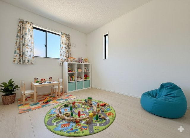 三郷市早稲田6丁目　新築戸建　全4棟　4号棟の子供部屋|現況の物件写真にCGによる画像処理を行っています。家具、家電、小物、カーテン等はイメージはCGです。