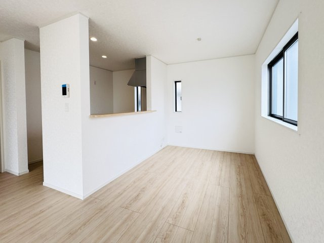 三郷市早稲田６丁目新築戸建【前間小学校：9分】の居間・リビング|18.2帖リビングダイニングキッチン