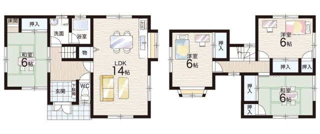 川西市錦松台　中古一戸建ての間取り|4LDK