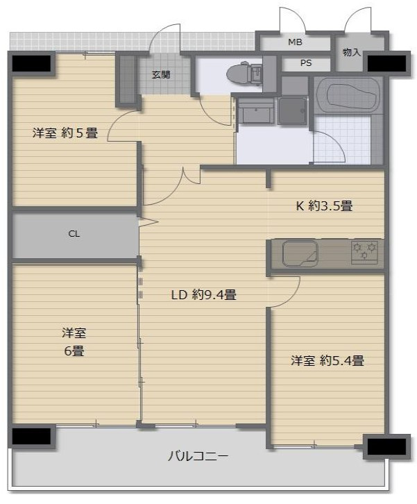 クラウンハイム住吉の間取り