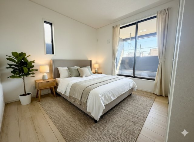 三郷市早稲田6丁目　新築戸建　全4棟　2号棟の寝室|現況の物件写真にCGによる画像処理を行っています。家具、家電、小物、カーテン等はイメージはCGです。