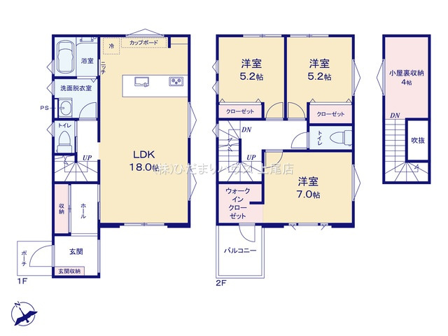 伊奈町寿　新築戸建　タマタウン02の間取り|3LDK