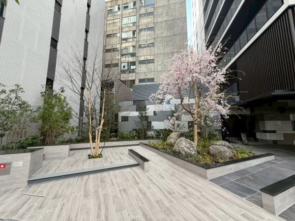 【その他共用部分】 | 【メインエントランス】春には桜が咲き、四季の移ろいを感じることができます！