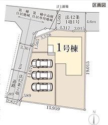 笠間市岩間駅西第3　新築戸建の区画図|カースペース並列3台可能♪庭付き！