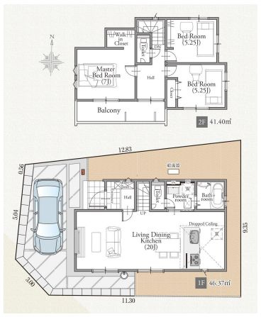 【間取り】 | 西東京市南町６丁目　新築戸建て　１号棟 | 南向きバルコニーで陽当り良好、洗濯物は乾き良し