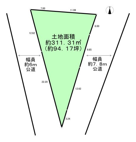 深谷市東大沼戸建の外観|東西が公道に面した開放的な敷地でございます。