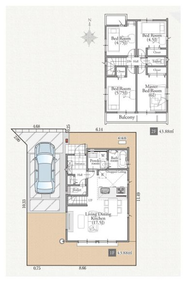 【間取り】 | 西東京市南町６丁目　新築戸建て　５号棟 | 南向きバルコニーで陽当り良好、洗濯物は乾き良し