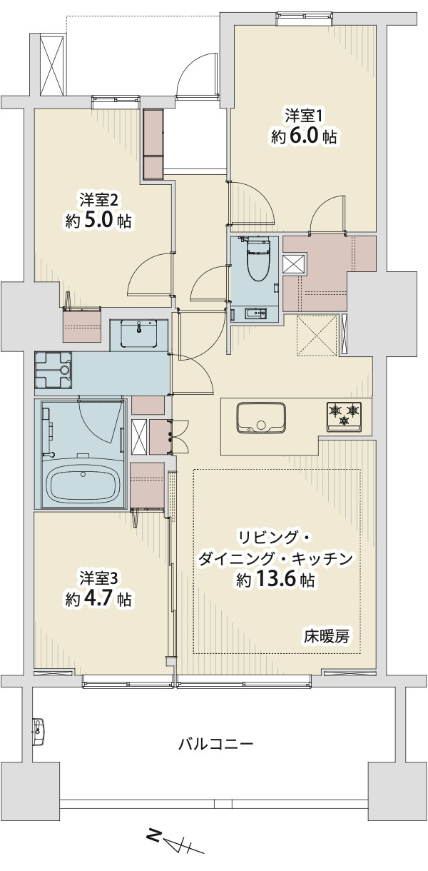 大江戸タワーレジデンス　２５Fの間取り