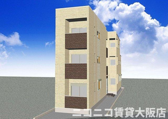 京都市伏見区深草向川原町のアパートの外観パース