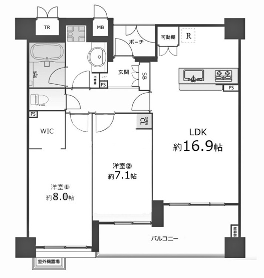 【間取り】 | レフィナード嵐山 | 専有面積71.75㎡