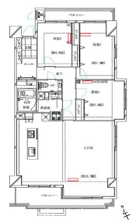 藤和江ノ島ホームステージⅡの間取り|南向き　３LDK