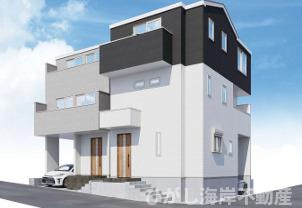 藤沢市片瀬1丁目　新築戸建　全２棟の外観パース|イメージパスですので実際のものと多少異なります