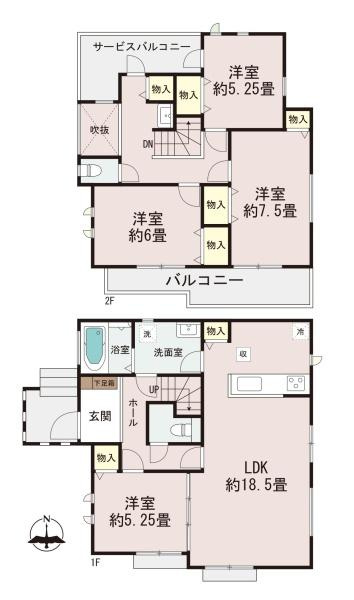 横浜市都筑区東山田４丁目の新築一戸建の間取り