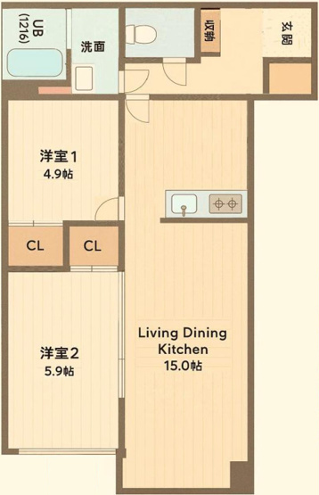 【間取り】 | 八王子高砂サマリヤマンション | 2LDKは、リビングダイニングキッチンと二つの居室がある間取りでございます。夫婦や小さなお子さんのいるご家庭に特におすすめで、リビングで家族団らんを楽しみつつ、個室でプライベートな時間も確保できます。