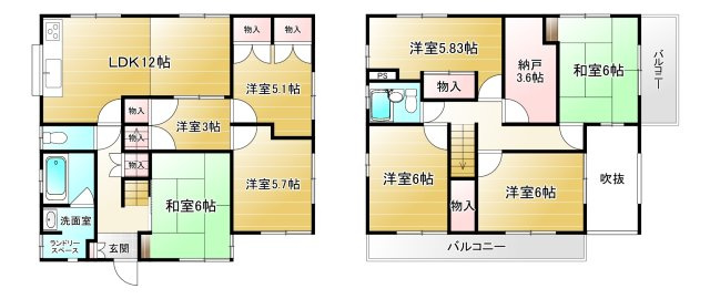 松伏町グループホームOC物件 軽量鉄骨造・一戸建の間取り|リノベーション前の間取りにつき、間取り変更あり