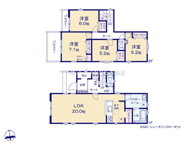 『八王子市新築戸建て』八王子市元横山町3-15-7【仲介手数料無料】　３期の間取り|～仲介手数料無料☆八王子ひなた不動産～八王子市元横山町　新築戸建て