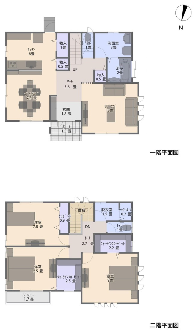 【中古戸建】邑楽郡大泉町大字寄木戸の間取り|■間取り図｜敷地面積：551.52㎡（約166.83坪）建物面積：125.86㎡（約38.07坪）