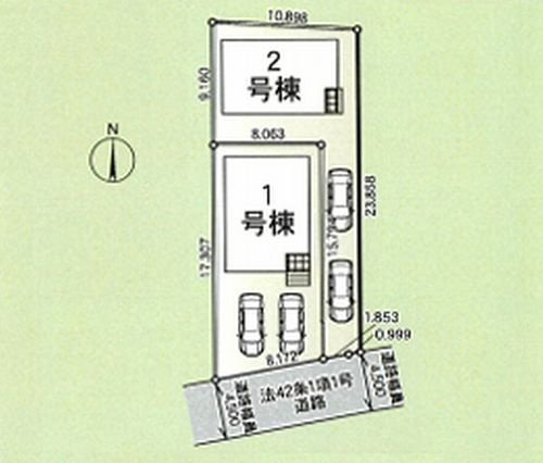 【仲介手数料０円】座間市新田宿第9　新築一戸建て　全2棟の区画図|座間市新田宿第9　新築一戸建て　全2棟