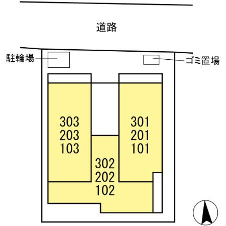 川崎市多摩区宿河原５丁目のアパートの区画図